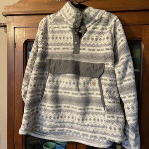 Women's Relaxed Fit Heavy Fleece Pull Over Jacket Size XXL